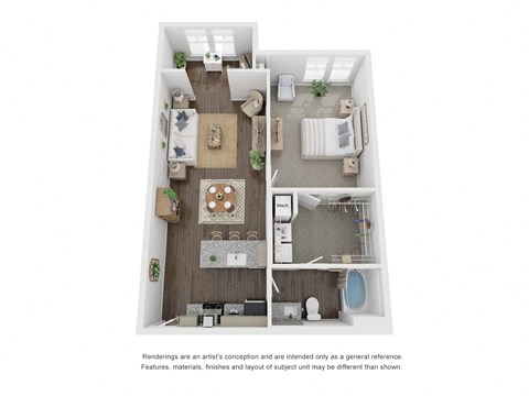 A1H 1 BD 1 Bath 884 sqft